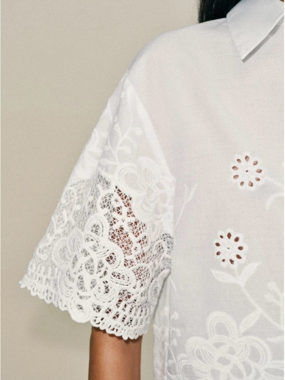 ZARA EMBROIDERED EYELET SHIRT - Picture 7 of 13